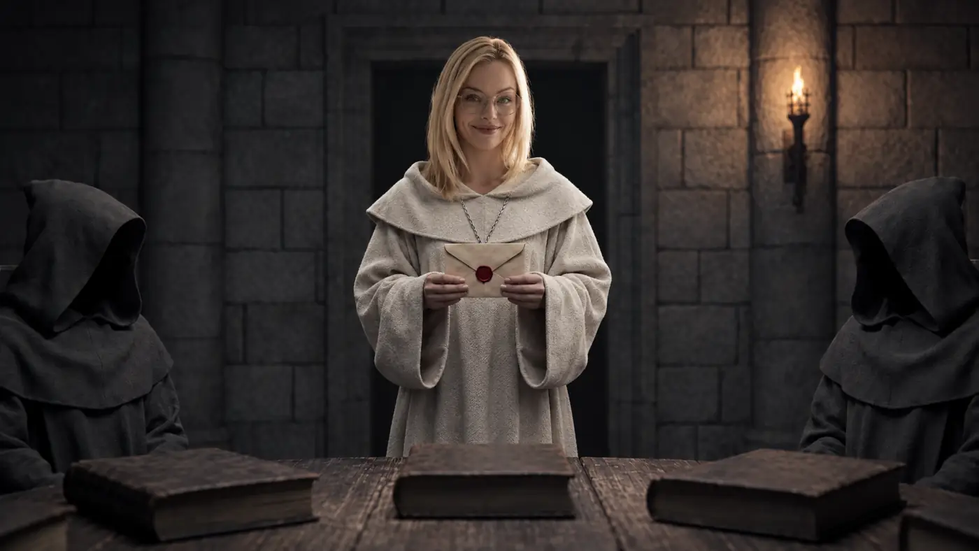 The Keeper holding the sealed decree